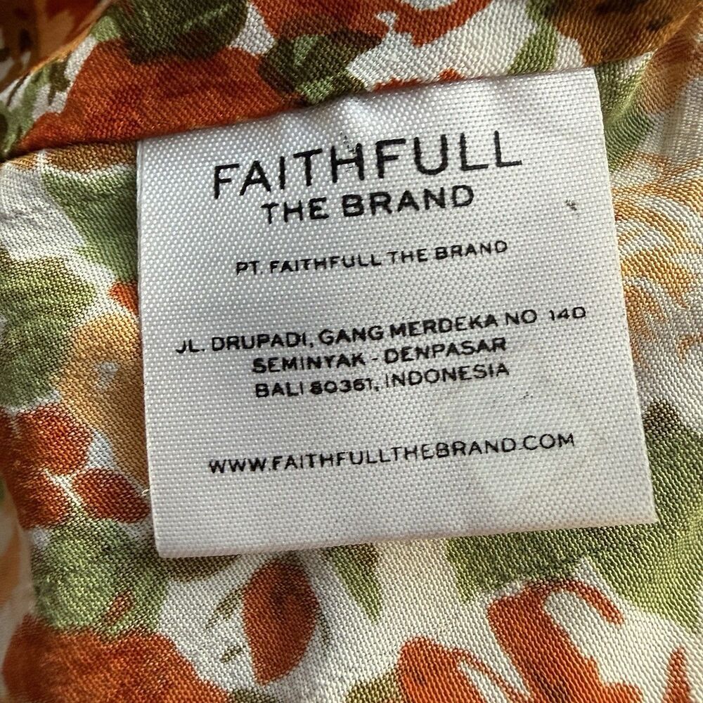 Faithfull the Brand Cropped Blouse Women’s XS 2 Floral Wrap Puff Sleeve Tie - Picture 5 of 7